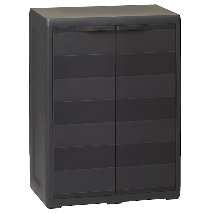 Dulap de depozitare pentru gradina, vidaXL , Negru, 65 x 38 x 87 cm