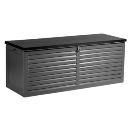 Cutie gradina DacEnergy©, din plastic, maner de transport, cu capac, 390 l, 143 x 57 x 53, 5 cm, negru si gri