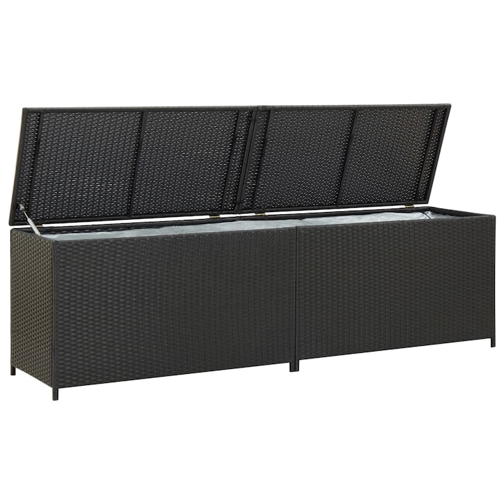 Cutie de gradina Zakito Europe poli ratan, neagra, 200x50x60cm