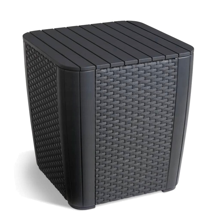 Cutie de gradina cu functie de masa, cu scaune, 55L, Grafit