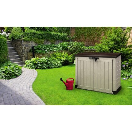 Dulap de gradina Keter Store-it-out Max, 145,5 x 82 x 125 cm, plastic, bej cu acoperis maro