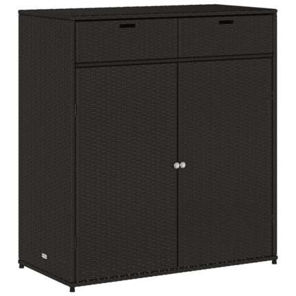 Dulap depozitare de gradina vidaXL, negru, 105x55x113 cm, poliratan, 18.8 Kg