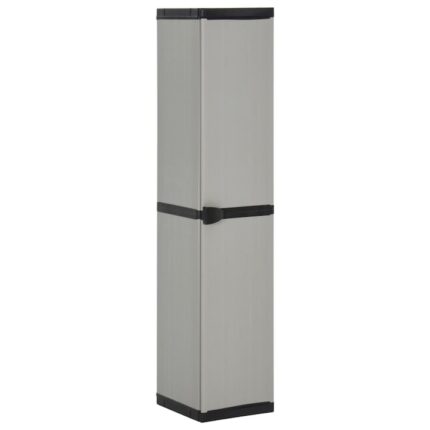 Dulap de gradina cu 3 rafturi, Zakito Europe, Polipropilena, 34x40x168 cm, gri/negru