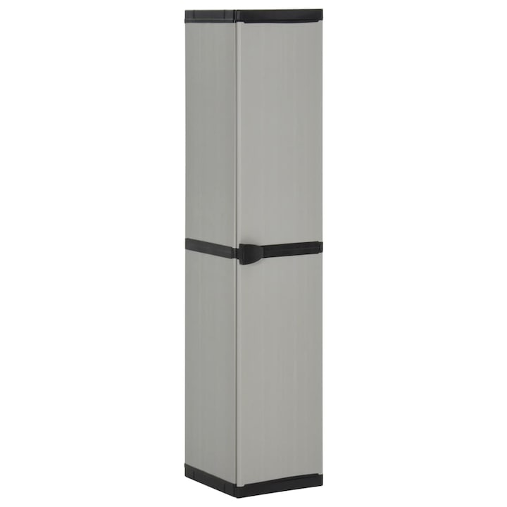 Polipropilena Dulap de gradina cu 3 rafturi, Zakito Europe, Polipropilena, 34x40x168 cm, gri/negru