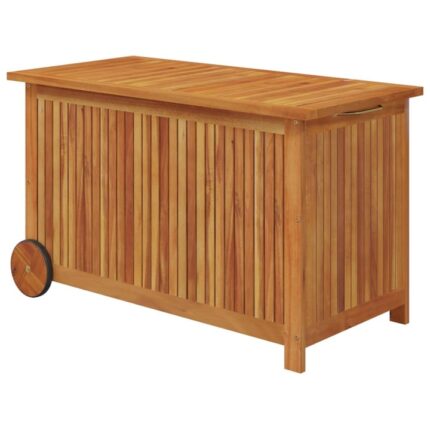 Lada de depozitare de gradina cu roti vidaXL, 90x50x58 cm, lemn acacia, 14.79 kg