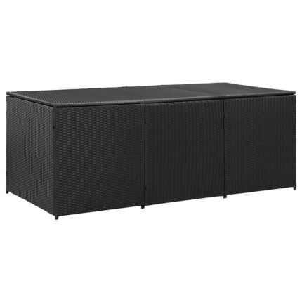 Lada de depozitare de gradina vidaXL, Poliratan, 180 x 90 x 70 cm, Negru