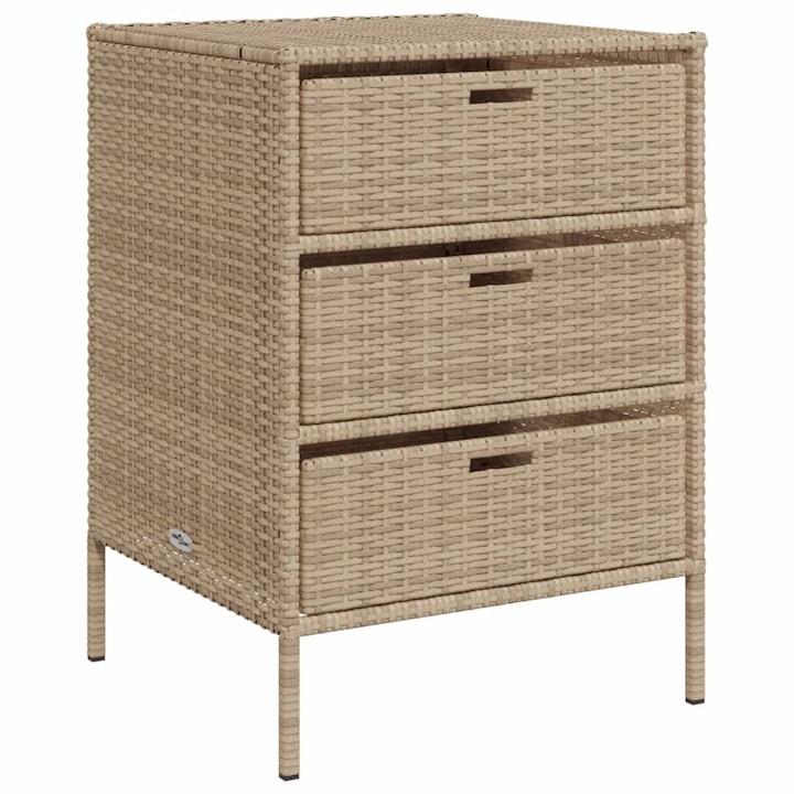 Dulap depozitare de gradina vidaXL, bej, 55x59x80 cm, poliratan, 15.6 Kg