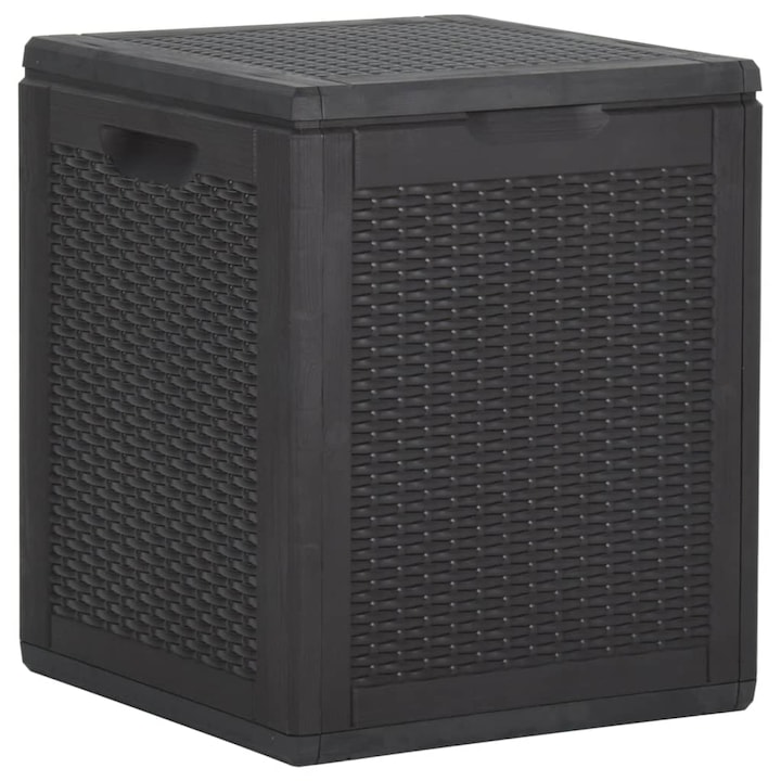 Cutie de depozitare pentru gradina vidaXL, negru, 90L, PP ratan, 3.1 kg