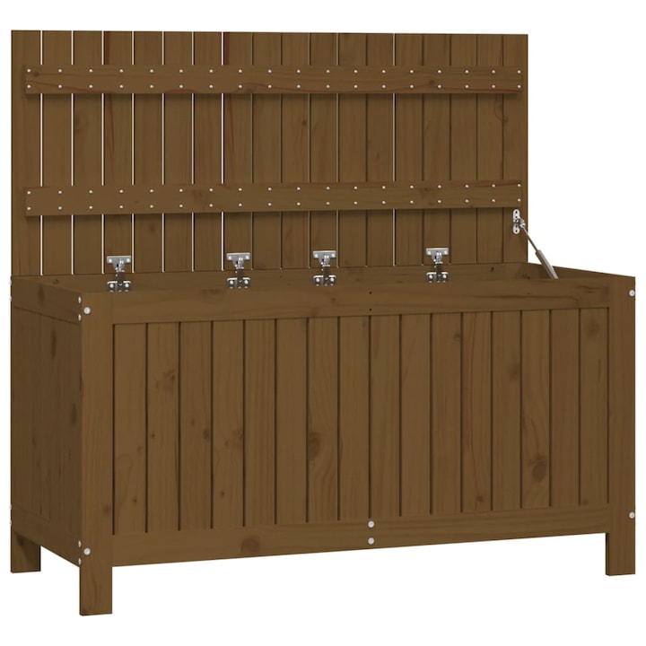 Cutie depozitare gradina vidaXL, maro miere, 115x49x60 cm, lemn pin, 18.04 kg