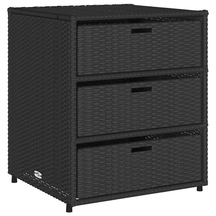 ratan PE Dulap de gradina, Zakito Europe, ratan PE , 3 sertare, negru, 55x59x69 cm