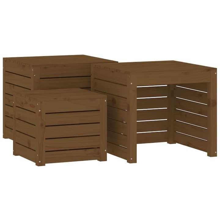 Set mobilier de bar, 3 piese, maro miere, lemn masiv de pin 823958