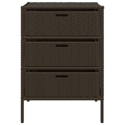 Dulap de gradina Zakito Europe, rattan PE, 3 sertare, maro, 55x59x80cm