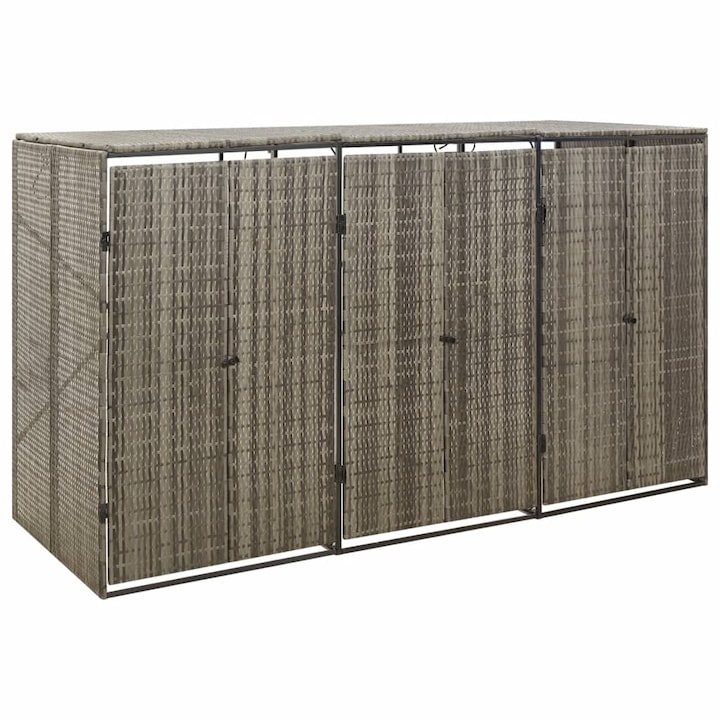 Cadru cos de gunoi, VidaXL, Gri, 207x80x117cm, Ratan