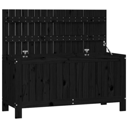 Lada de gradina Zakito Europe, lemn de pin, capac cu lift gaz, negru, 108x42,5x54cm