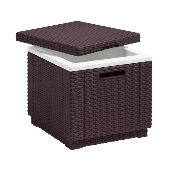 Dulap de gradina izolat termic Keter Allibert Ice Cube, 42 x 42 x 41 cm, maro