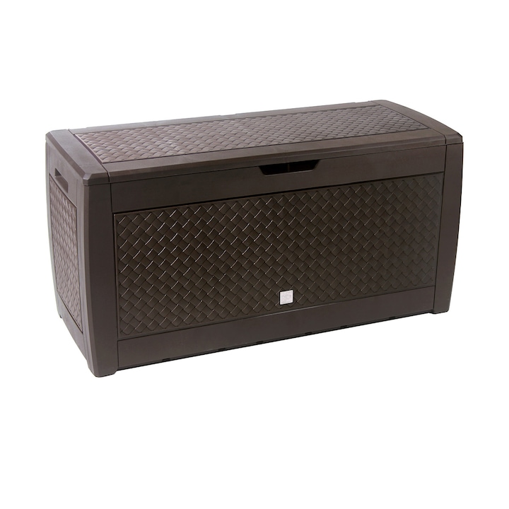 Banca/cutie cu spatiu depozitare cu roti 310 L Rato, Maro, 119 x 48 x 60 cm