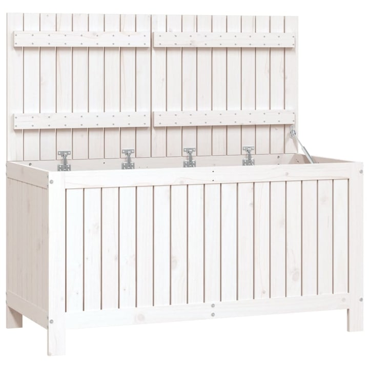 Lada de gradina Zakito Europe, lemn de pin, alb, 121x55x64cm