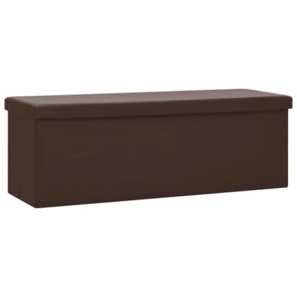 Banca cu spatiu de depozitare Zakito Europe, tapiterie artificiala, pliabila, maro, 110x38x38 cm