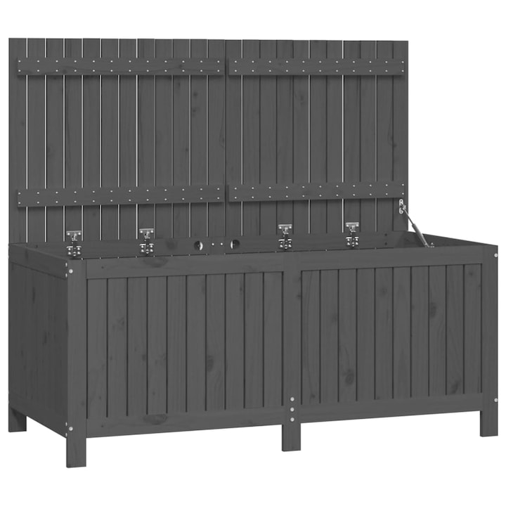 Cutie de depozitare gradina vidaXL, gri, 147x68x64 cm, lemn masiv pin, 30.45 kg