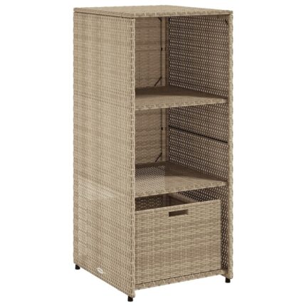Dulap de gradina Zakito Europe, rattan PE, 2 polite si 1 sertar, bej, 50x55x115cm
