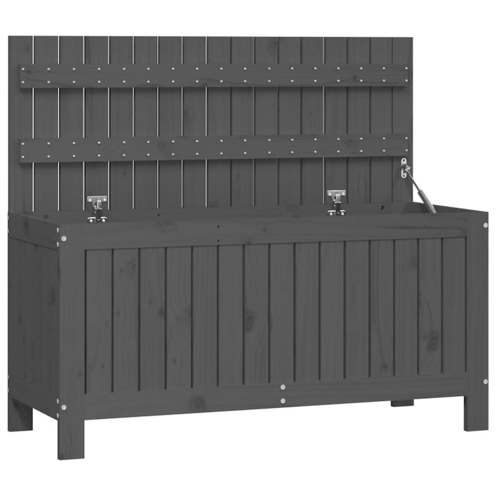 Cutie de depozitare gradina vidaXL, gri, 108x42,5x54 cm lemn masiv pin, 16.35 kg