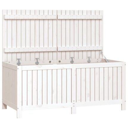 Lada de gradina Zakito Europe, lemn de pin, capac cu lift, alb, 147x68x64 cm