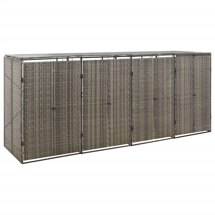 Cadru cos de gunoi, VidaXL Gri, Ratan, 274x80x117 cm