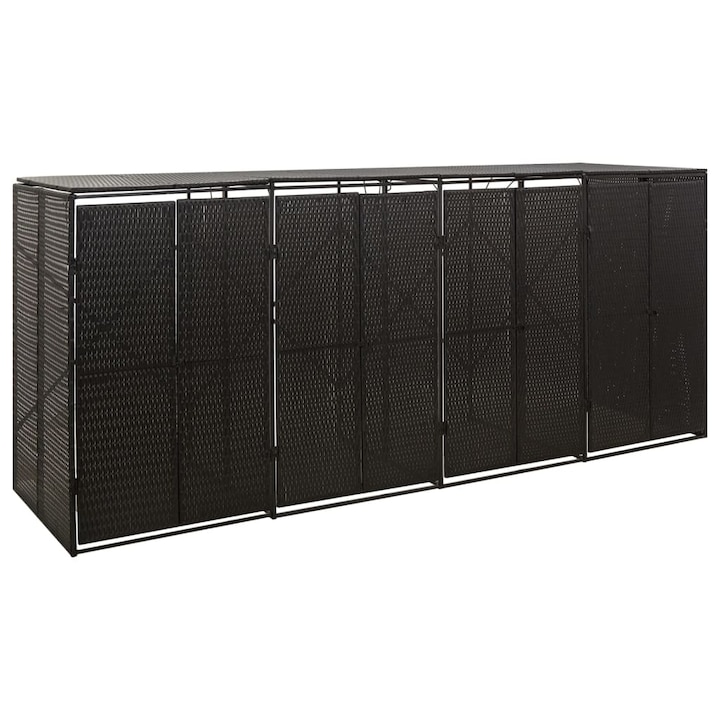 Cadru cos de gunoi, VidaXL, Ratan sintetic, 274x80x117 cm, Negru