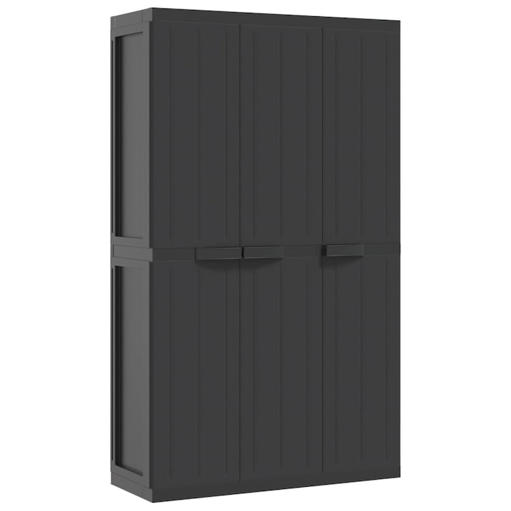 Dulap de gradina Zakito Europe, Polipropilen, 97x37x165 cm, Negru