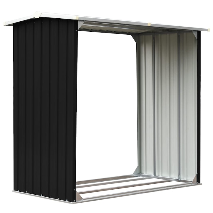 Spatiu depozitare pentru lemn de foc, Zakito Europe, galvanizata, antracit, 172x91x145/154 cm