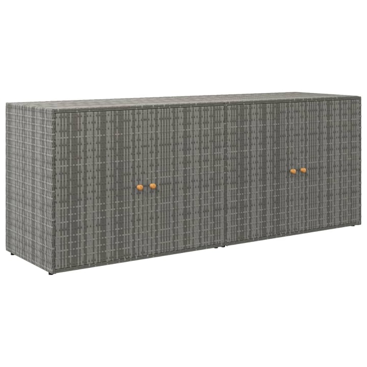 Dulap de gradina, Zakito Europe, ratan, cadru din otel, gri, 198x55.5x80cm