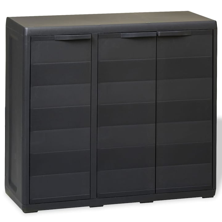 Dulap de gradina Zakito Europe, polipropilen, 3 usi, 2 polite reglabile, negru, 97x38x87cm