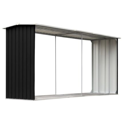 Spatiu depozitare pentru lemn de foc Zakito Europe, structura galvanizata, antracit, 330x92x144/153cm