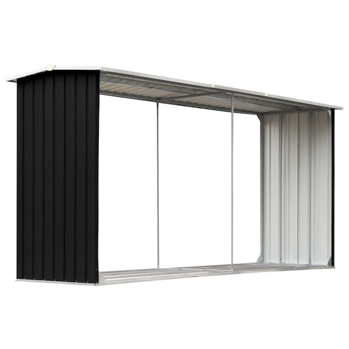 Spatiu depozitare pentru lemn de foc Zakito Europe, structura galvanizata, antracit, 330x92x144/153cm