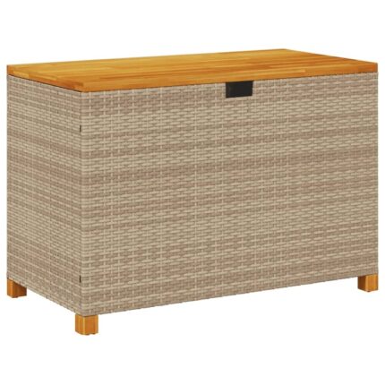 Cutie depozitare gradina vidaXL, bej, 110x55x63 cm, lemn acacia poliratan, 15 Kg