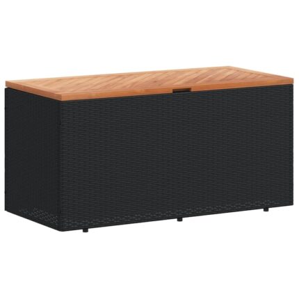 Lada depozitare gradina vidaXL, negru, 110x50x54cm, lemn acacia/poliratan, 12.8 Kg