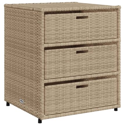 Dulap depozitare de gradina vidaXL, bej, 55x59x69 cm, poliratan, 15.2 Kg