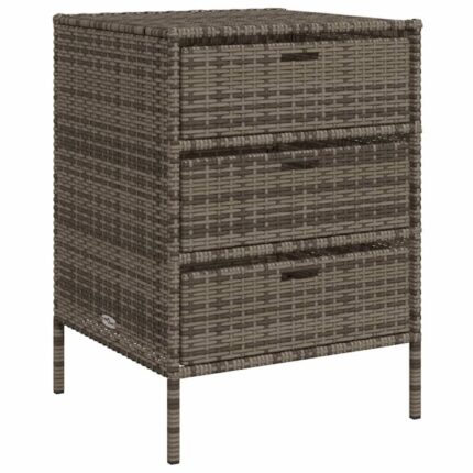 Dulap de gradina Zakito Europe, rattan PE, 3 sertare, gri, 55x59x80cm
