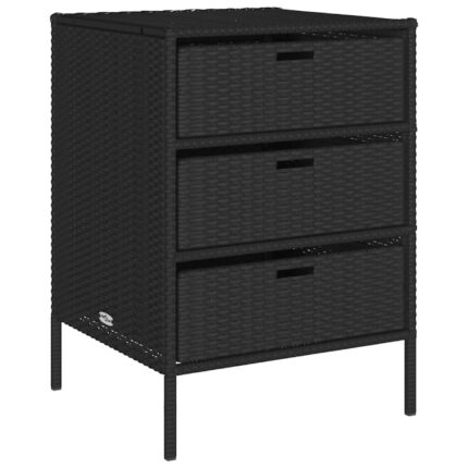 Dulap de gradina Zakito Europe, rattan PE, 3 sertare, negru, 55x59x80cm