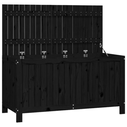 Lada de gradina Zakito Europe, lemn masiv de pin, capac cu lift gaz, 121x55x64cm, negru