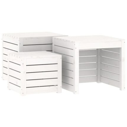 Set 3 Cutii de gradina, Zakito Europe, Lemn, Alb