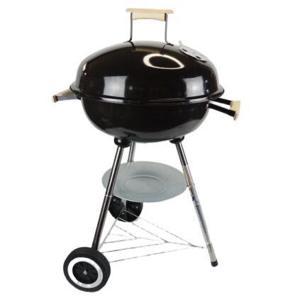 Gratar rotund cu trei picioare CountrySide 85 x 47.5 cm, 2 roti, ventilatie reglabila, Negru
