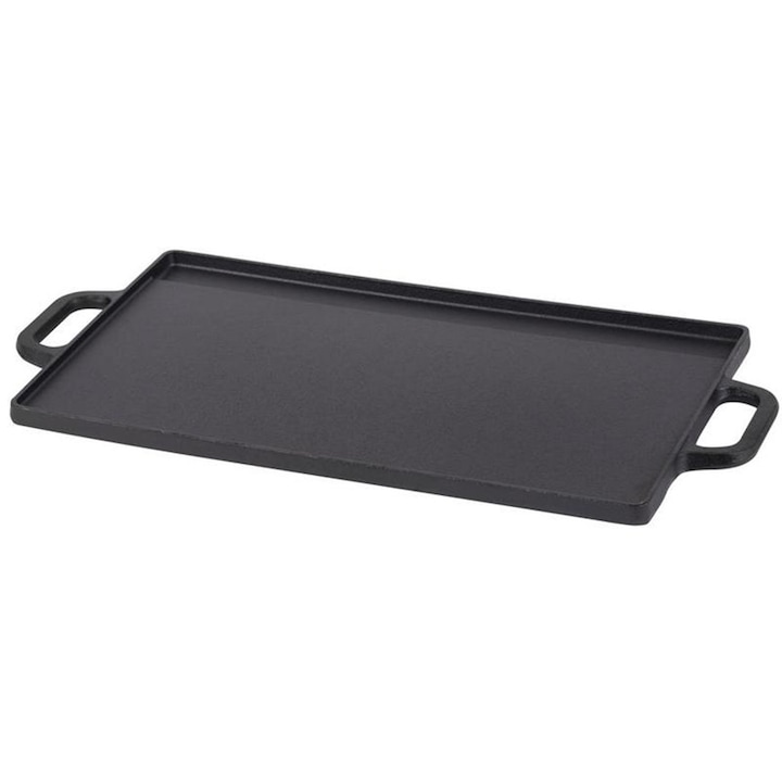 Plita reversibila grill dreptunghiulara din fonta cu manere 51x24 cm