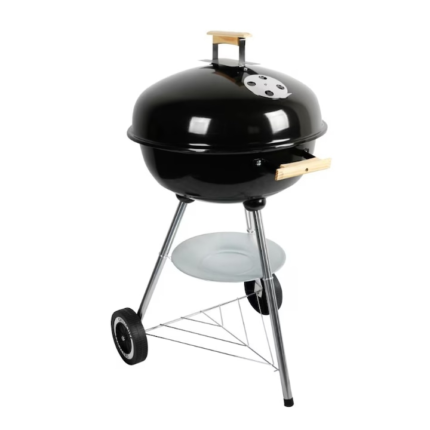 Gratar gradina din otel cu capac, Kettle, cu 2 roti si polita, ventilatie reglabila, 85 x 47 cm