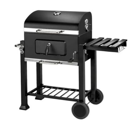Gratar BBQ pe carbune, PROCART, capac rabatabil cu termometru, roti transport, 115x46x106 cm, grill 61.5x46x51 cm