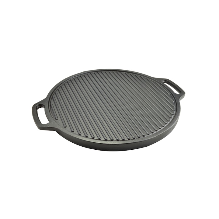 Placa de gratar, Perfect Home, Fonta, rotunda rotativa, 45cm, Negru