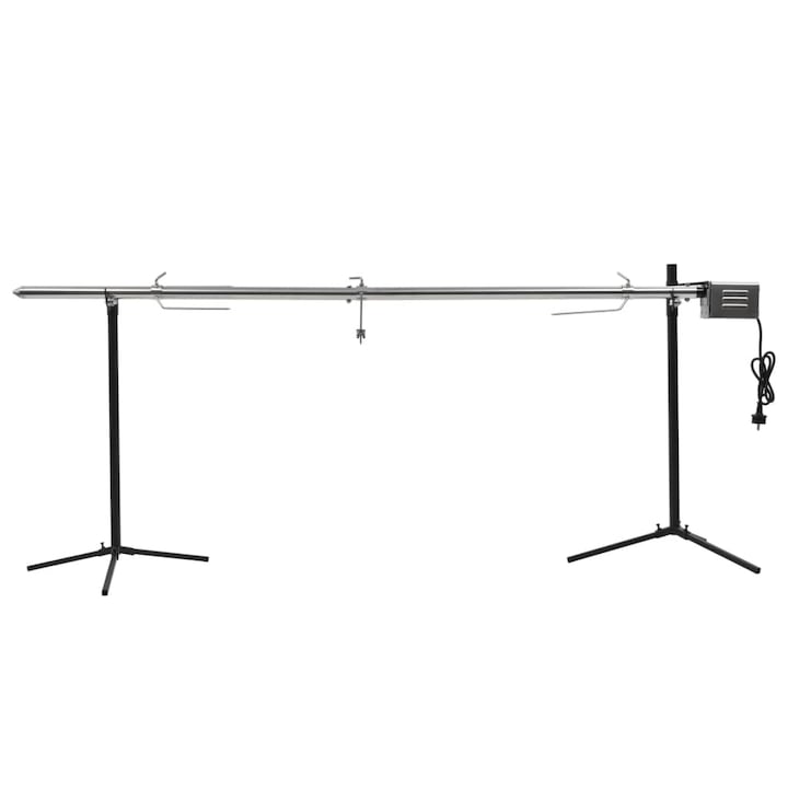 Grill automamat cu motor, vidaXL, Otel inoxidabil, 2017 x 45 x 81 cm, Argintiu