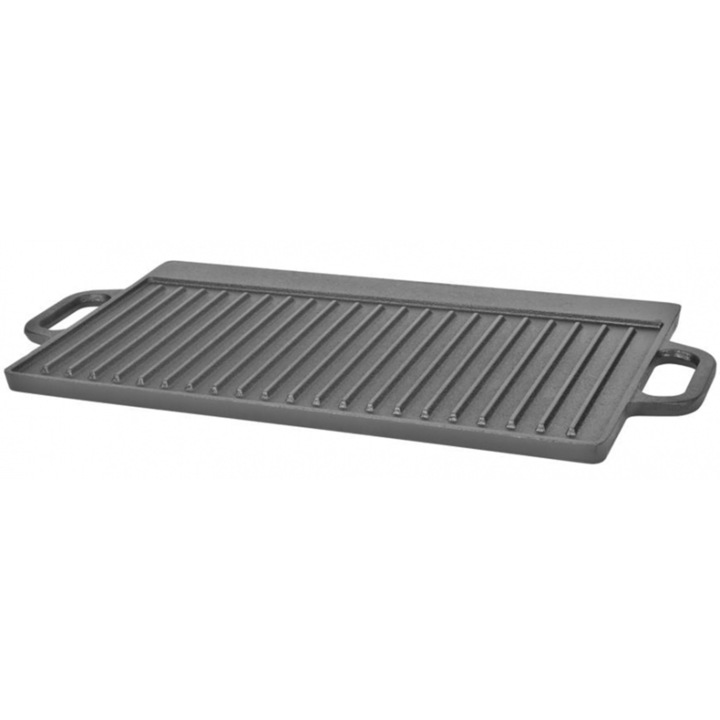 PLita reversibila grill dreptunghiulara din fonta Magic Home cu manere 51x24x1.5 cm