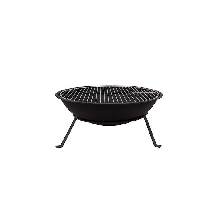 Vatra de foc cu grill, 55 x 26 cm, negru, otel, WFB50