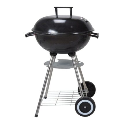 Gratar rotund cu roti,56 cm, capac inclus, negru, metal